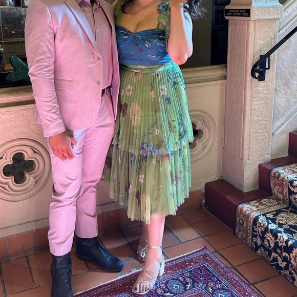 Anthropologies Geisha Designs Pleated Strapless Floral Dress - Picture 5 of 8